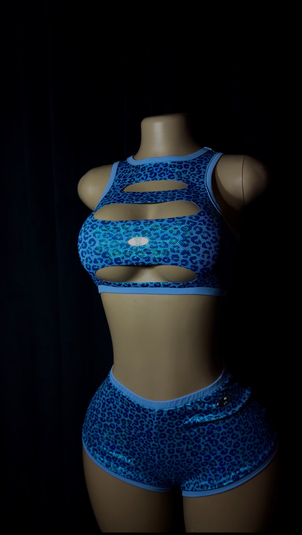 BLUE GLIMMER CHEETAH X 2 PIECE SET